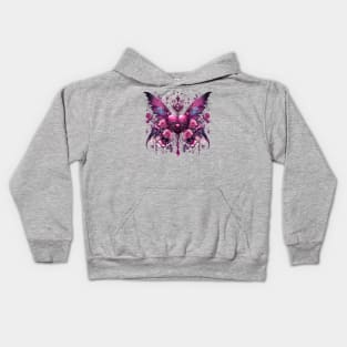 Gothic winged heart and roses Kids Hoodie